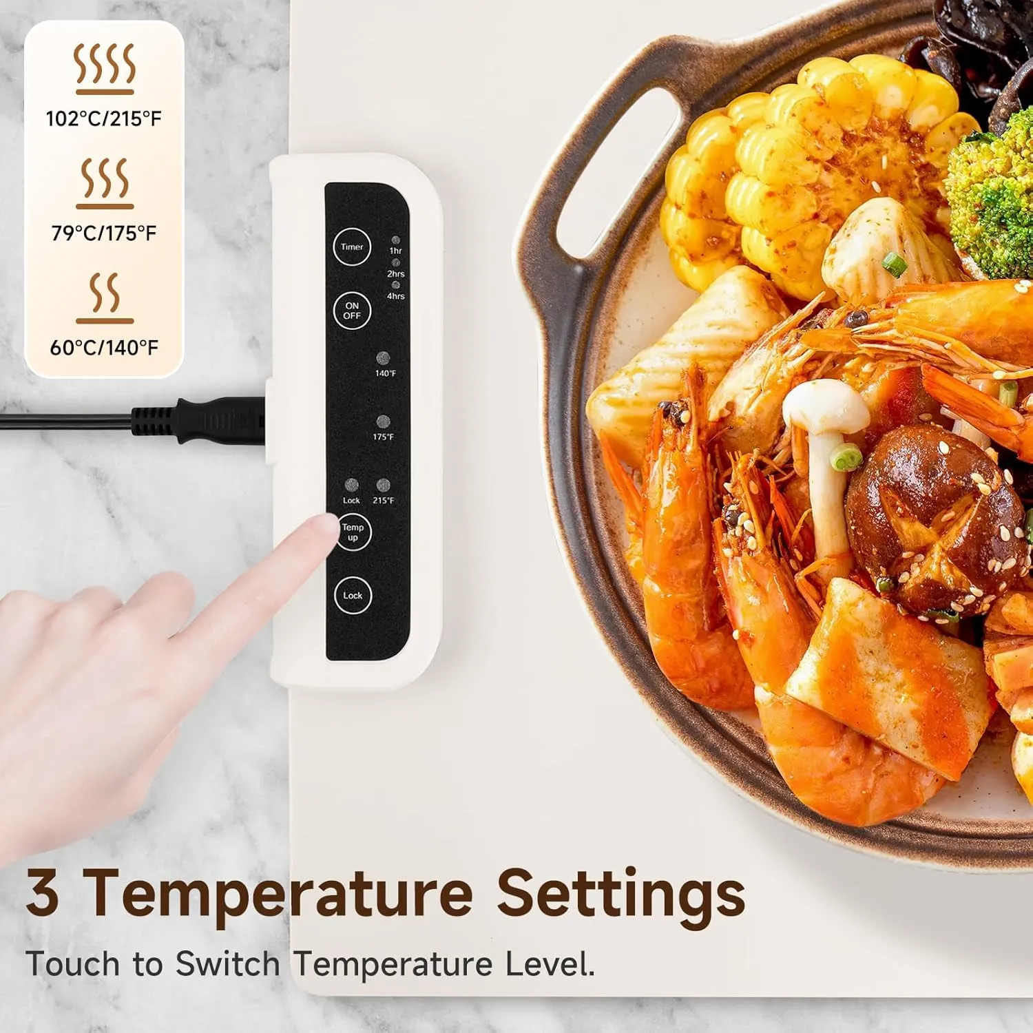 SAN LIKE Electric Warming Tray with 3 Temperature Settings,Rollable & Portable Food Warming Mat Foldable Heating Mat,Food Warmer for Parties Buffet, Family Gatherings, Holidays, Countertop
