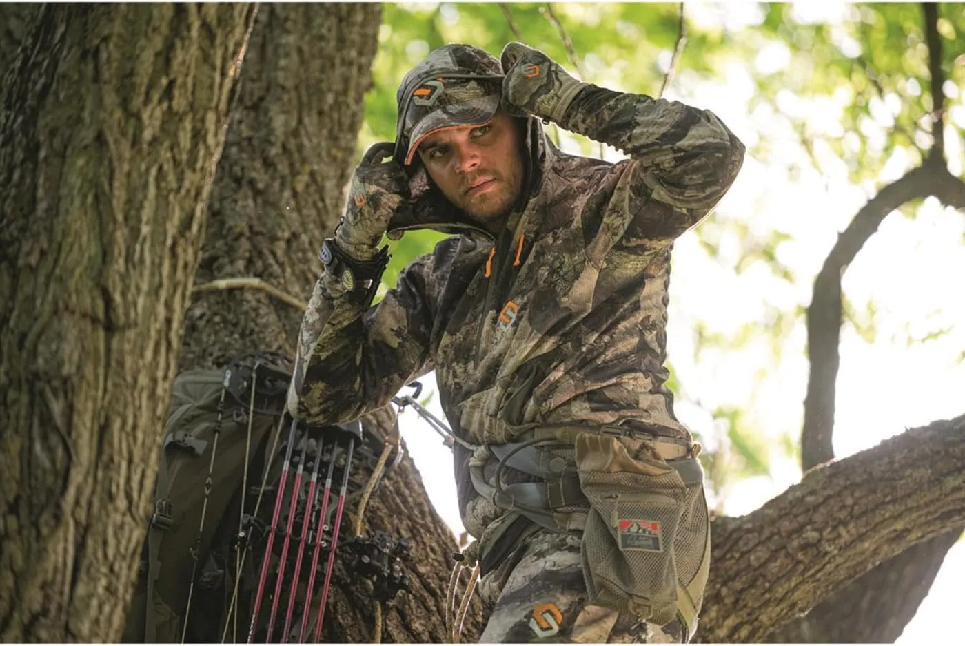 ScentLok BE:1 Phantom Hooded Pullover, Lightweight Camo Half-Zip Hunting Jacket
