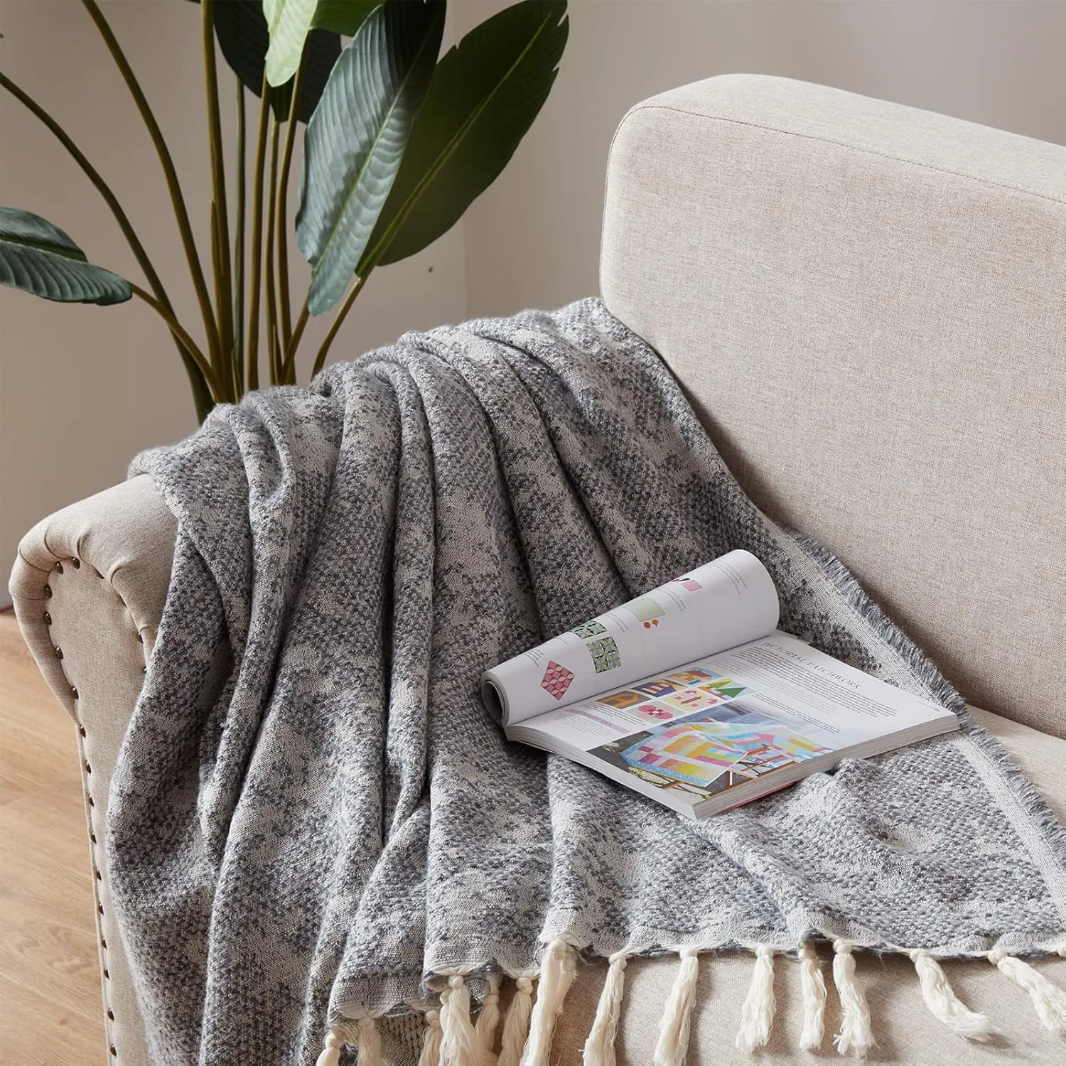 SE SOFTEXLY Wool Blanket Throw 59x60, Camp Blanket Soft Cozy Blanket 40% Wool,Great for Home, Yoga,Indoors & Outdoors, Sporting Events or Survival & Emergency Kits