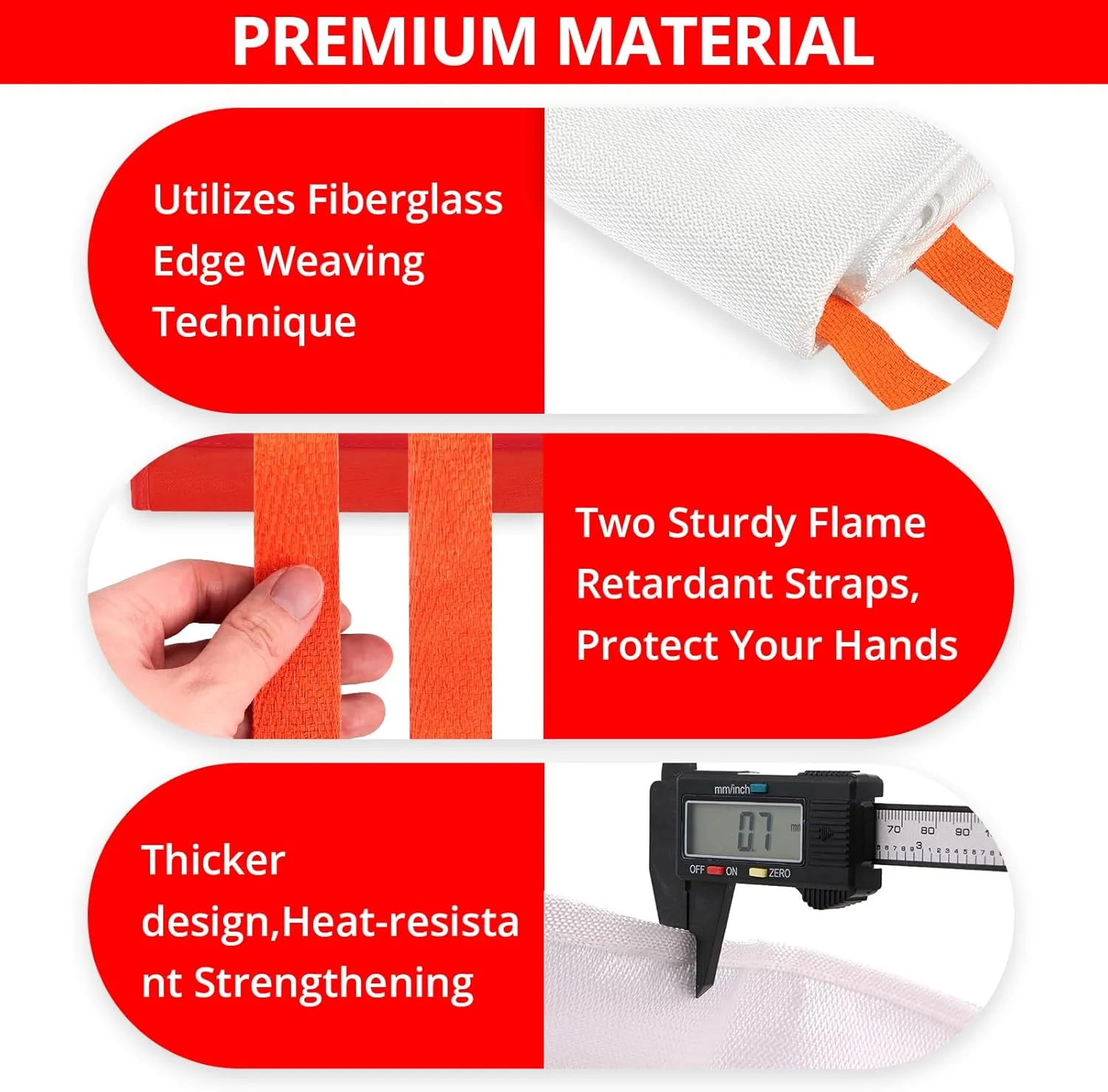 SecuCaptain Emergency Fire Blanket for Home - 60"x60" X-Large 4 Pack Flame Retardant Blankets with Fireproof Tabs for House Camping Kitchen Fire Protection Survival Safety