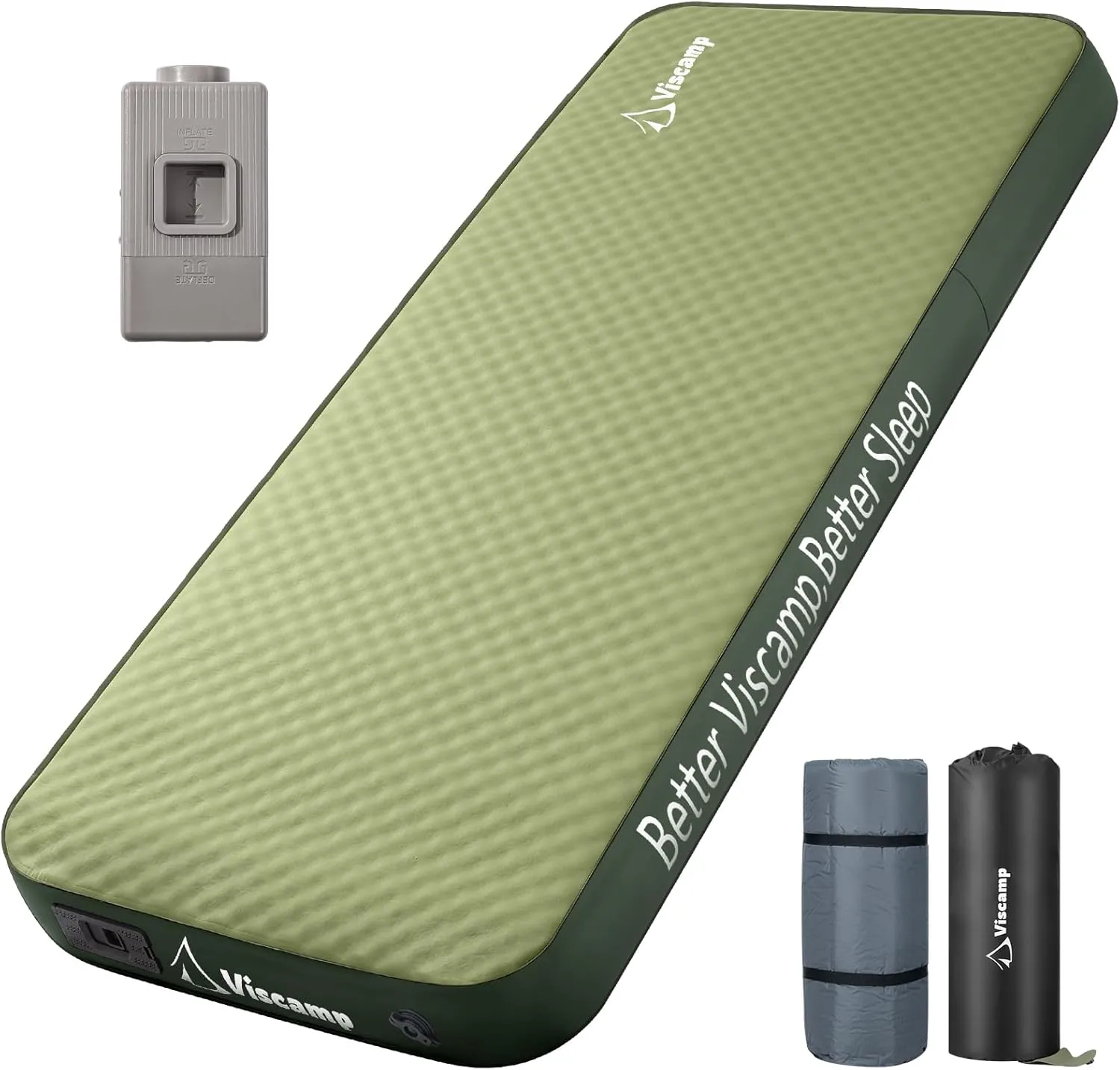 Self Inflating Camping Sleeping Pad, 4" Memory Foam Camp Pad Self Inflating Mattress Sleeping Pad Camp Mat for Camping(Green)