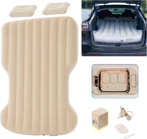 Self-Inflating Car Air Mattress Suit for Tesla Model Y 2020-2024,Outdoor Camping Car Bed with Built-in Pump,Portable Air Couch Mat with Flocking Surfacem,Inflatable Air Cushion for SUV Accessories