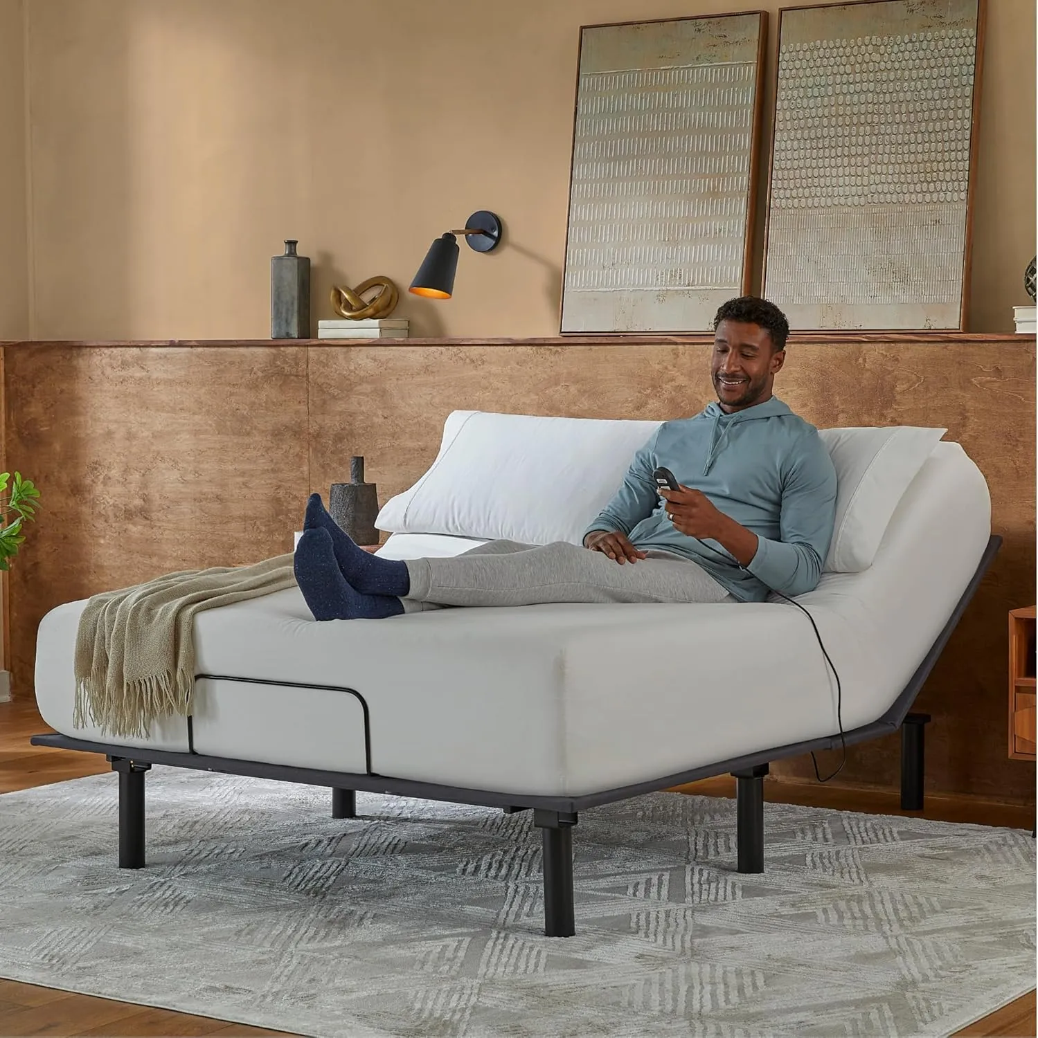 Serta baselogic Bronze Adjustable Base Bed Frame - Twin XL - Head Adjustability, Wired Remote, Removable Legs for Zero-Clearance Design, and Foldable for Convenient Mobility and Storage