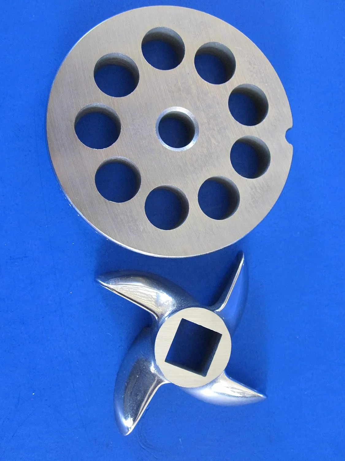 Set #12 x 1/2" Meat Grinder Grinding Plate and Knife Set for Hobart LEM Cabelas MTN Torrey etc. Stainless Steel