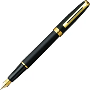 Sheaffer Prelude Black Matte Fountain Pen with 22KT Gold-Plated Trim and Fine Nib