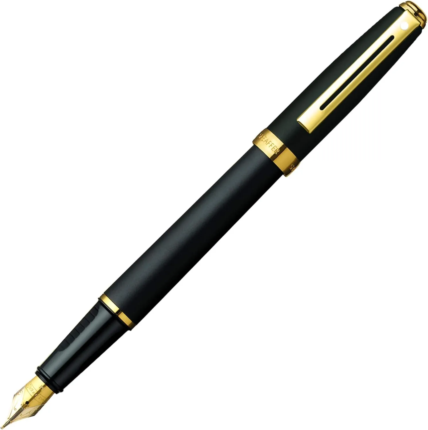 Sheaffer Prelude Black Matte Fountain Pen with 22KT Gold-Plated Trim and Fine Nib