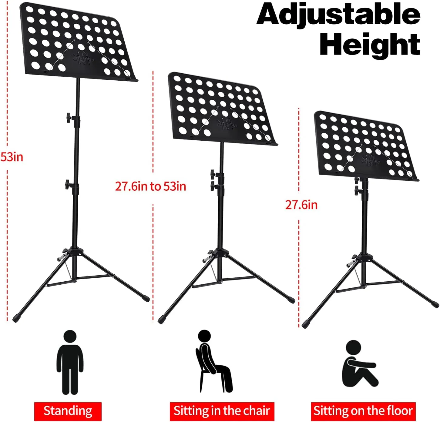 Sheet Music Stand, 3 Pack Adjustable Music Stand with Carrying Bag, Professional Music Book Holder Music Sheet Clip Holder for Guitar, Ukulele, Violin Players(Standard Version, 3 Pack)