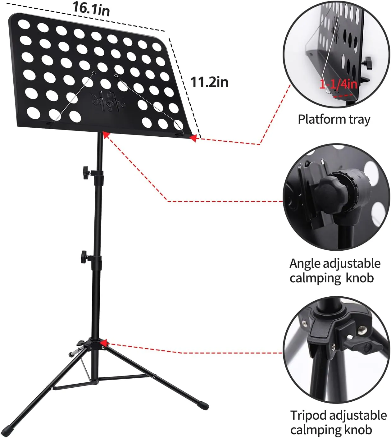Sheet Music Stand, 3 Pack Adjustable Music Stand with Carrying Bag, Professional Music Book Holder Music Sheet Clip Holder for Guitar, Ukulele, Violin Players(Standard Version, 3 Pack)