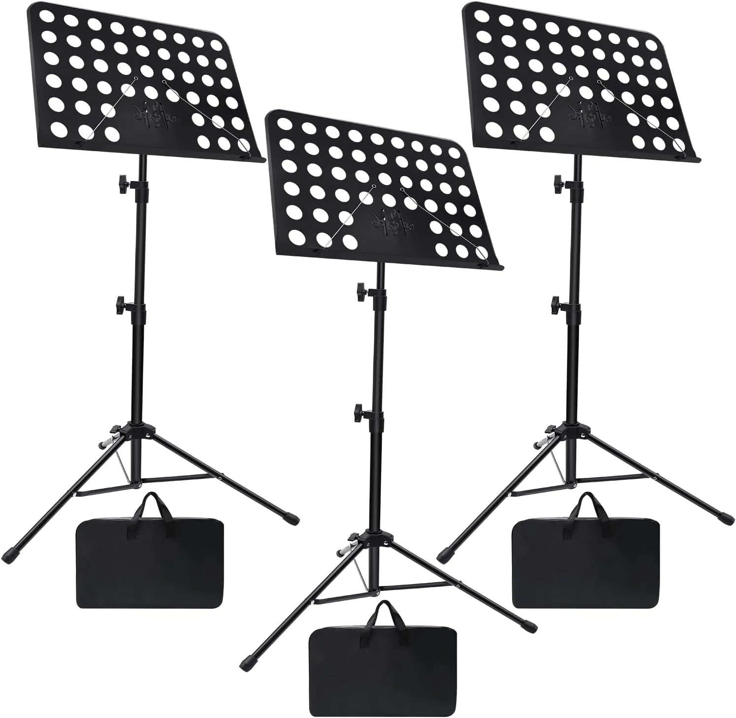 Sheet Music Stand, 3 Pack Adjustable Music Stand with Carrying Bag, Professional Music Book Holder Music Sheet Clip Holder for Guitar, Ukulele, Violin Players(Standard Version, 3 Pack)