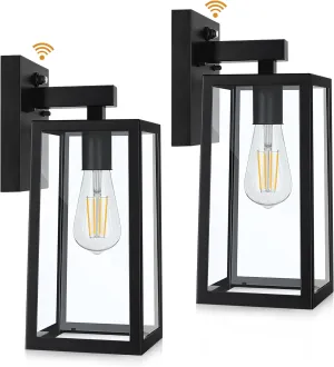 SHINE HAI Dusk to Dawn Outdoor Wall Lantern, Exterior Sconce Fixture with E26 Base, Waterproof Wall Mount Light, Outdoor Lantern for Porch 2 Pack