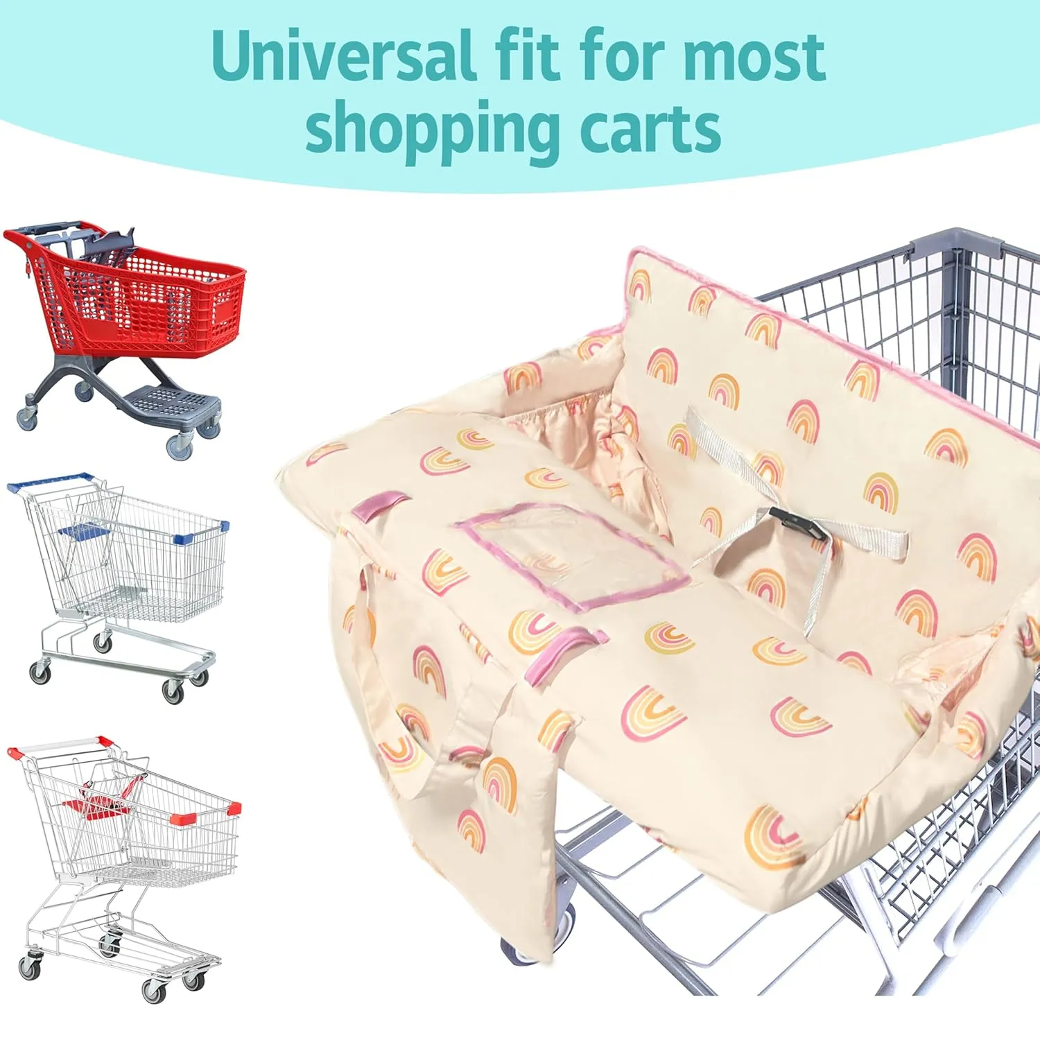 Shopping Cart Cover for Baby,2-in-1 High Chair Cover with Portable Cloth Bag,Cart Seat Pad for Babies Grocery Cushion Cover Restaurant,Suitable for All Supermarkets