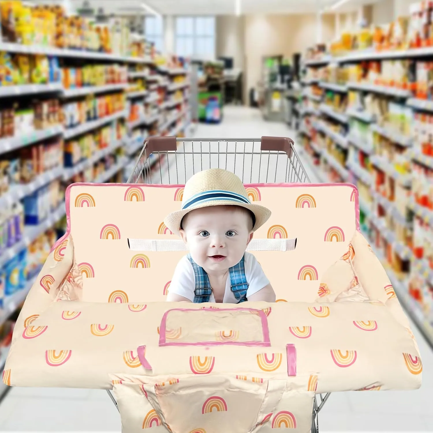 Shopping Cart Cover for Baby,2-in-1 High Chair Cover with Portable Cloth Bag,Cart Seat Pad for Babies Grocery Cushion Cover Restaurant,Suitable for All Supermarkets