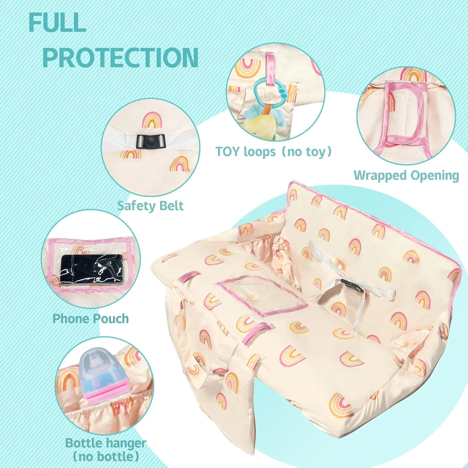 Shopping Cart Cover for Baby,2-in-1 High Chair Cover with Portable Cloth Bag,Cart Seat Pad for Babies Grocery Cushion Cover Restaurant,Suitable for All Supermarkets