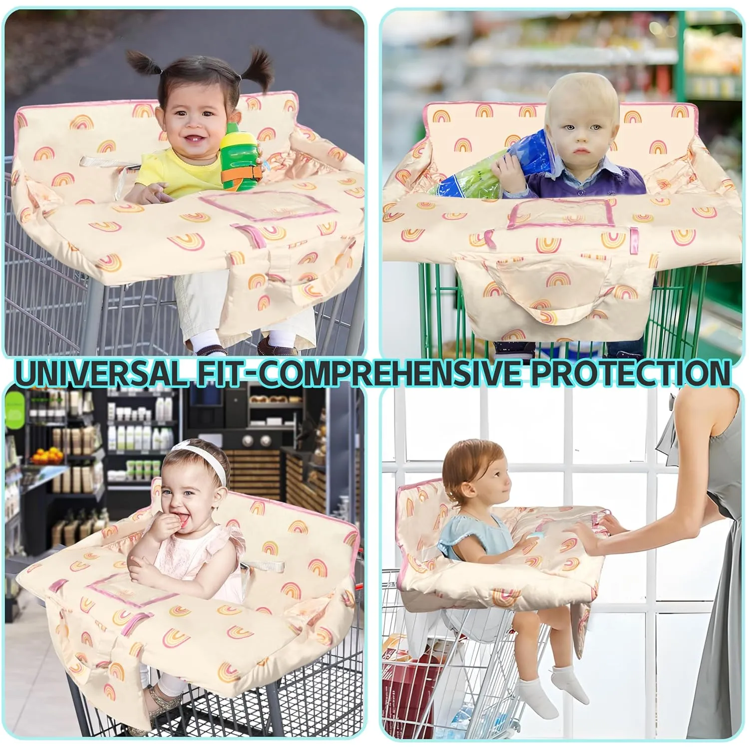 Shopping Cart Cover for Baby,2-in-1 High Chair Cover with Portable Cloth Bag,Cart Seat Pad for Babies Grocery Cushion Cover Restaurant,Suitable for All Supermarkets