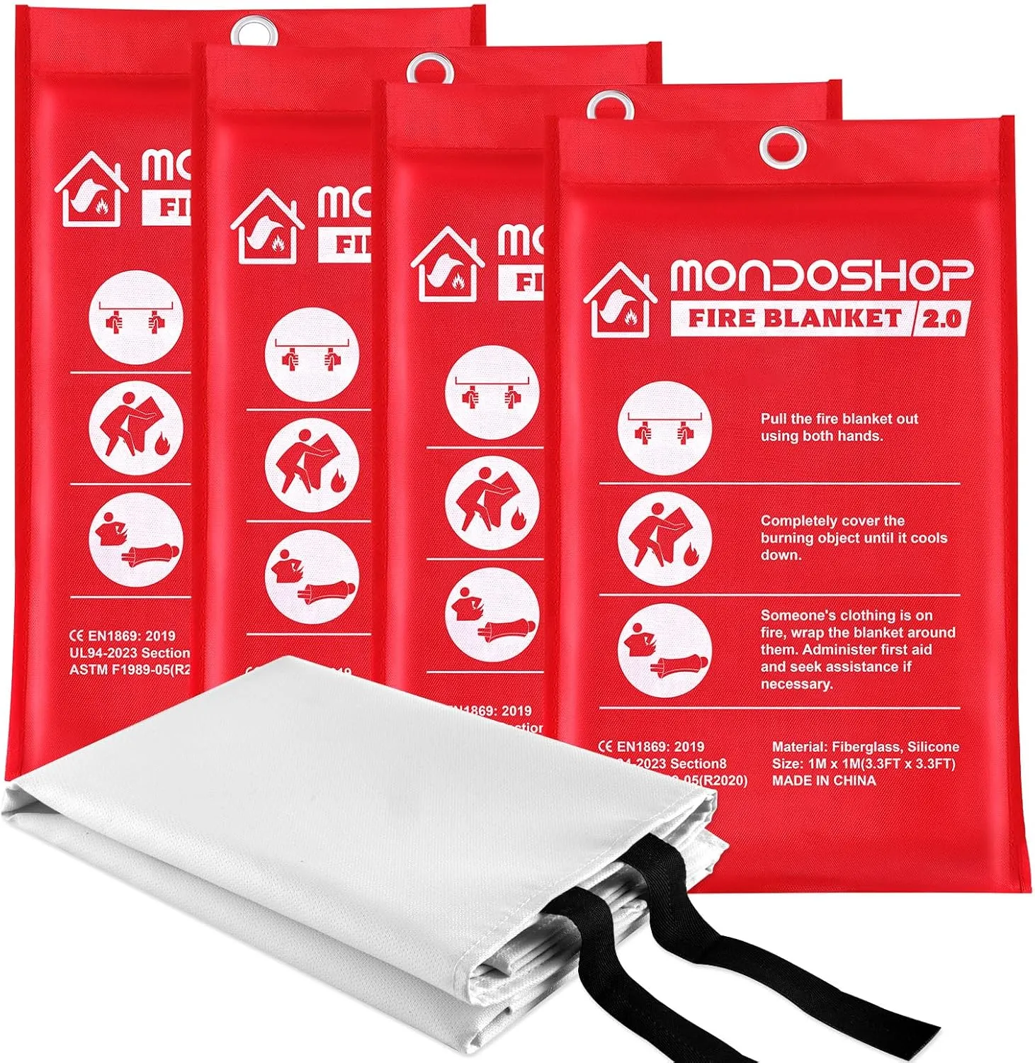 Silicone Fire Blanket Emergency for Home - Monodshop Emergency Fire Blankets for Kitchen, Fire Safety Blanket for Car