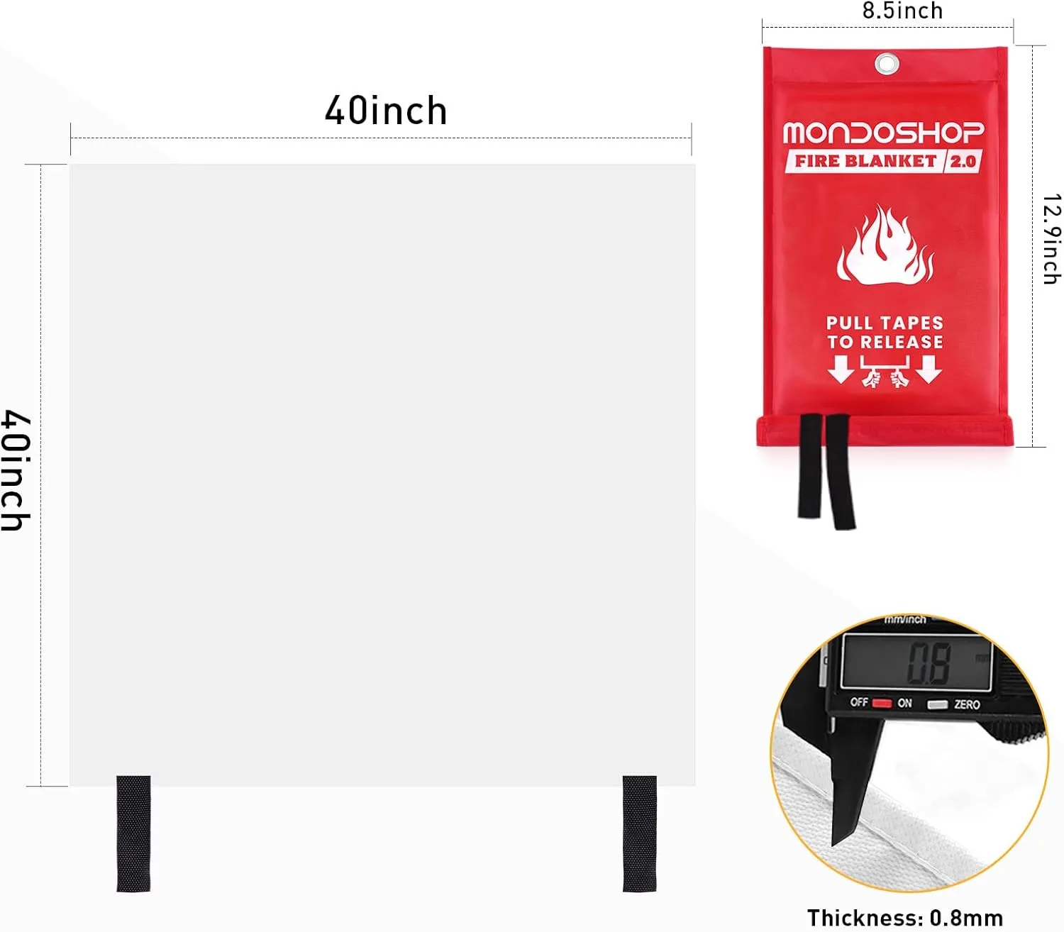 Silicone Fire Blanket Emergency for Home - Monodshop Emergency Fire Blankets for Kitchen, Fire Safety Blanket for Car