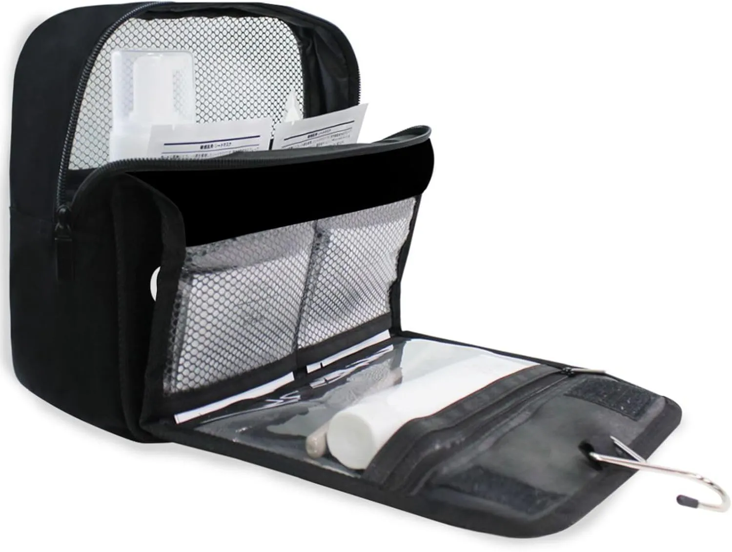 Sinestour Black Custom Toiletry Bag Personalized Full Name Makeup Cosmetic Case Bag Large Capacity Travel Toiletry Organizer for Brush Toiletries Storage