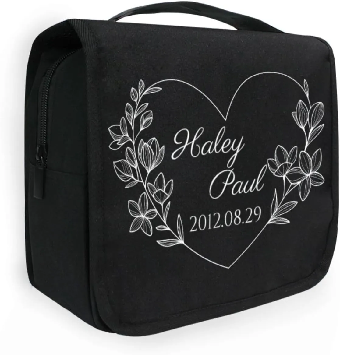 Sinestour Black Custom Toiletry Bag Personalized Name Makeup Cosmetic Bag Cosmetic Case Large Capacity Travel Toiletry Organizer for Toiletries Shaving Brush Storage