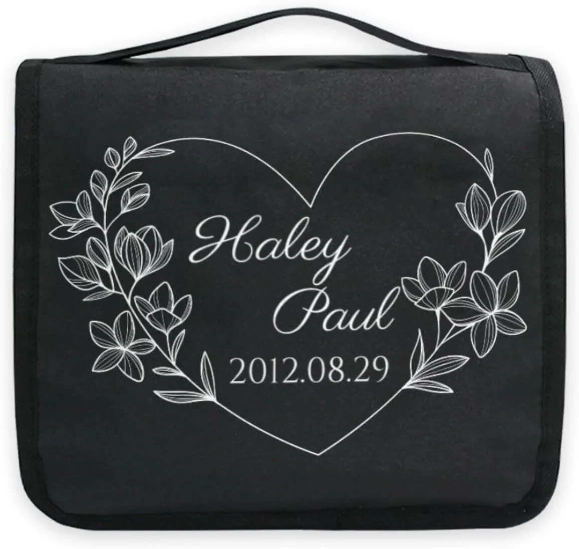 Sinestour Black Custom Toiletry Bag Personalized Name Makeup Cosmetic Bag Cosmetic Case Large Capacity Travel Toiletry Organizer for Toiletries Shaving Brush Storage
