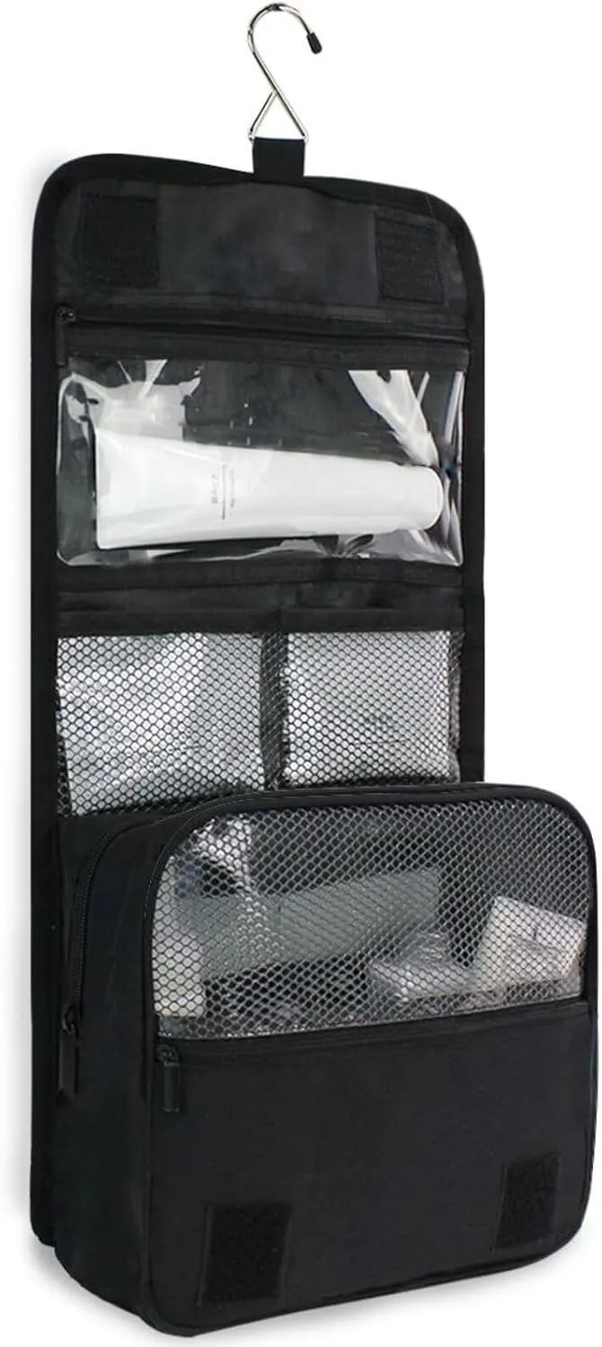 Sinestour Black Custom Toiletry Bag Personalized Name Makeup Cosmetic Bag Cosmetic Case Large Capacity Travel Toiletry Organizer for Toiletries Shaving Brush Storage
