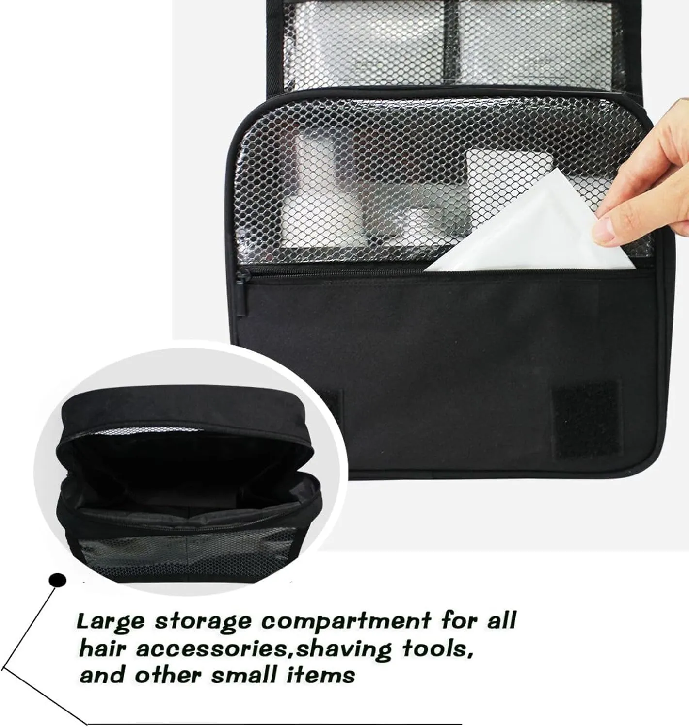 Sinestour Black Custom Toiletry Bag Personalized Name Makeup Cosmetic Bag Cosmetic Case Large Capacity Travel Toiletry Organizer for Toiletries Shaving Brush Storage