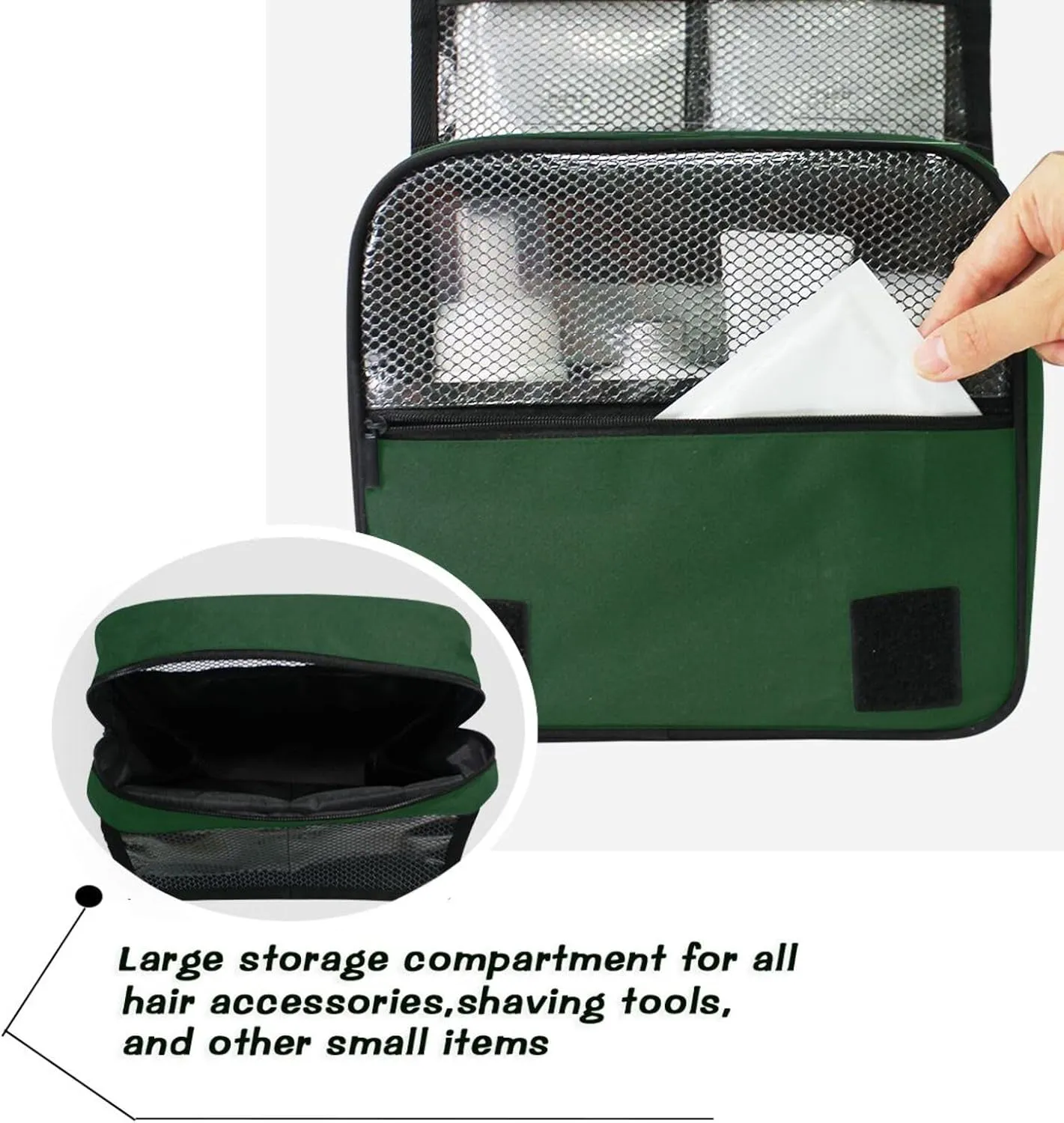 Sinestour Dark Green Custom Hanging Toiletry Bag Personalized Initial Name Makeup Cosmetic Bag Travel Toiletry Organizer Large Capacity Cosmetic Case for Shaving Toiletries Brush Storage