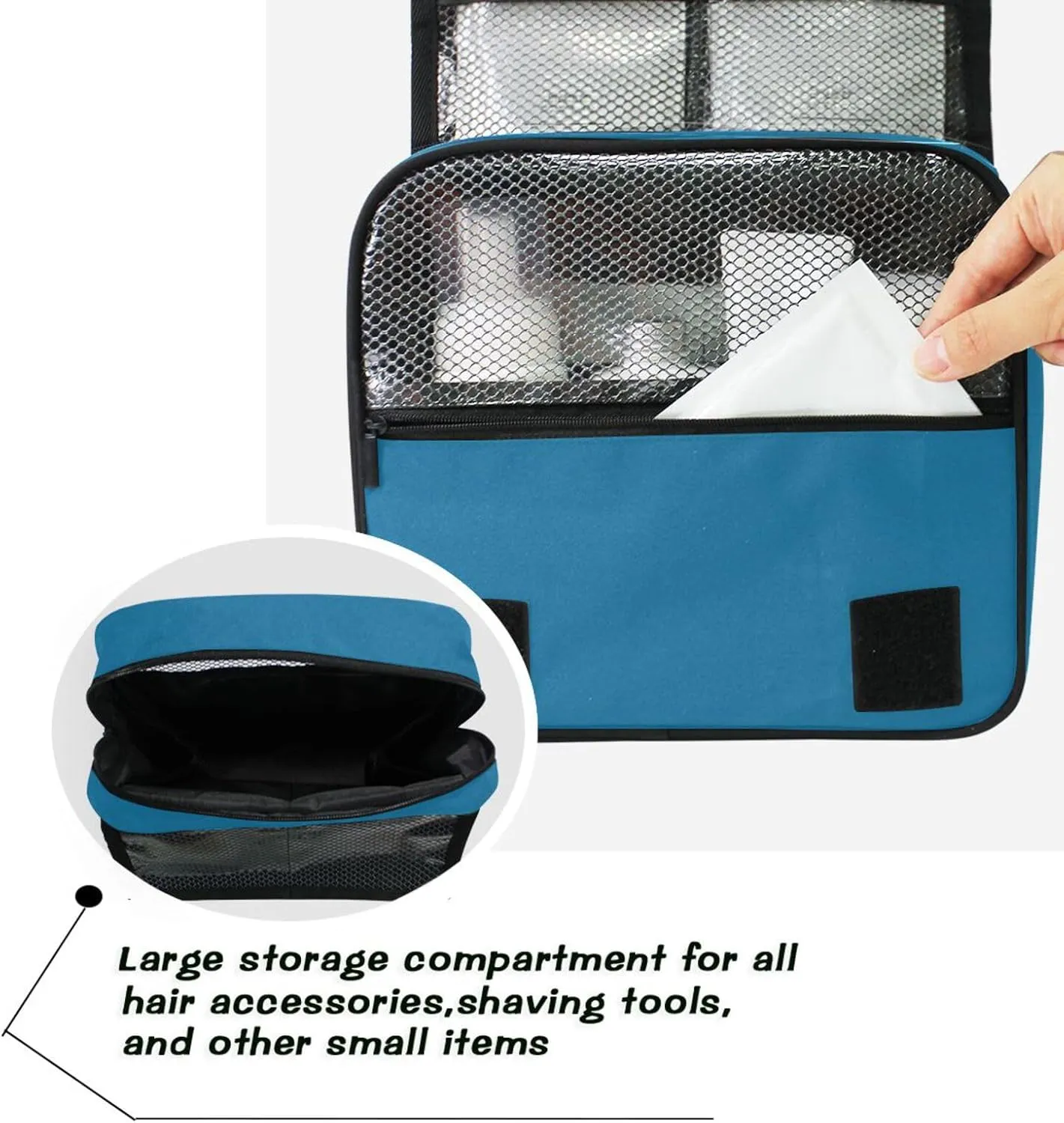 Sinestour Ice Blue Custom Hanging Toiletry Bag Personalized Initial Name Makeup Cosmetic Bag Large Capacity Cosmetic Case Travel Toiletry Organizer for Toiletries Bathroom Travel Storage