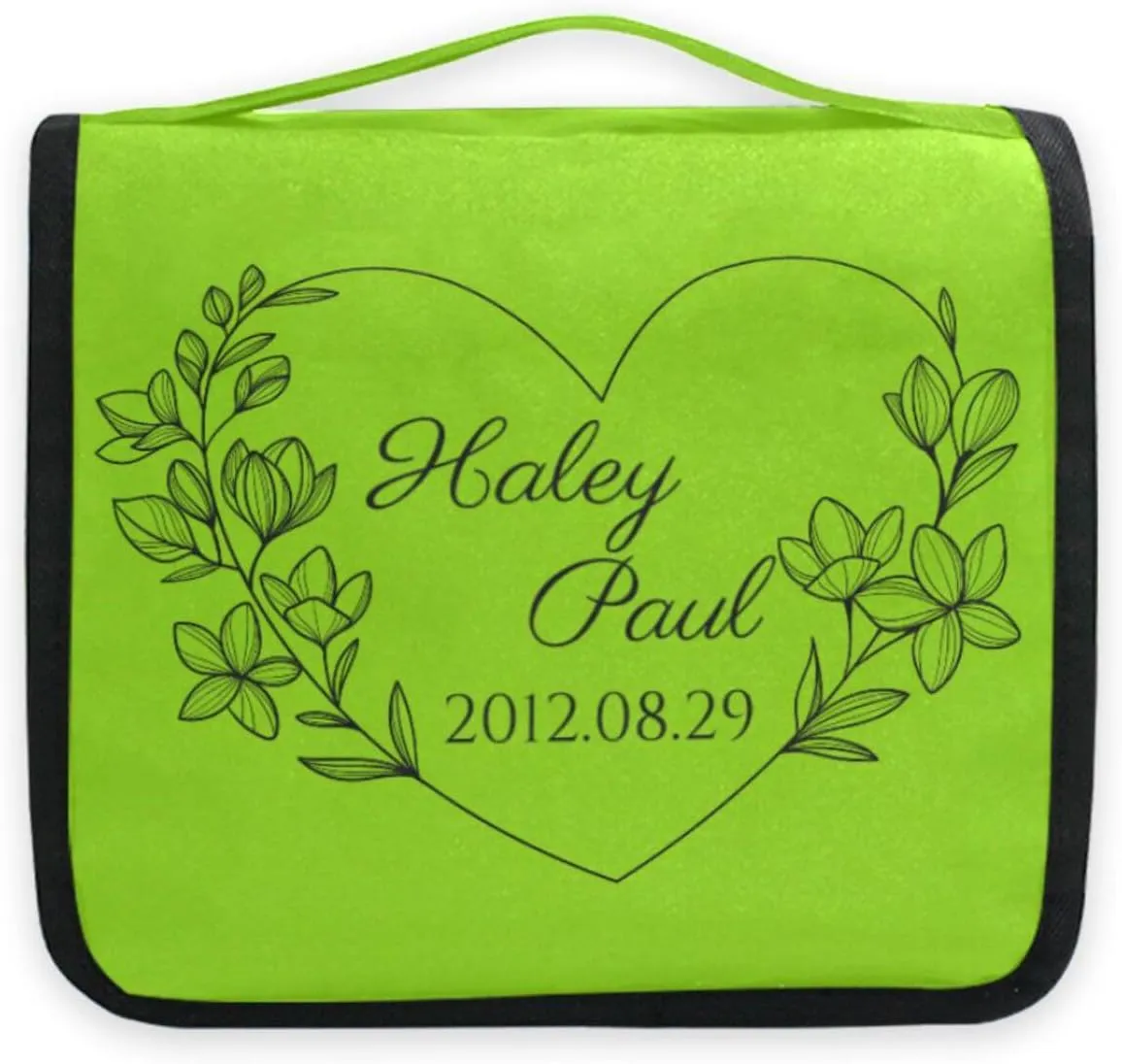Sinestour Light Green Custom Toiletry Bag Personalized Name Makeup Cosmetic Bag Large Capacity Cosmetic Case Travel Toiletry Organizer for Toiletries Bathroom Travel Storage