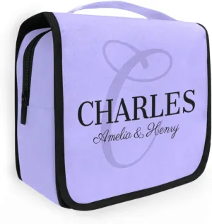 Sinestour Lilac Custom Toiletry Bag Personalized Full Name Makeup Large Capacity Travel Toiletry Organizer Cosmetic Case Bag for Travel Toiletries Storage