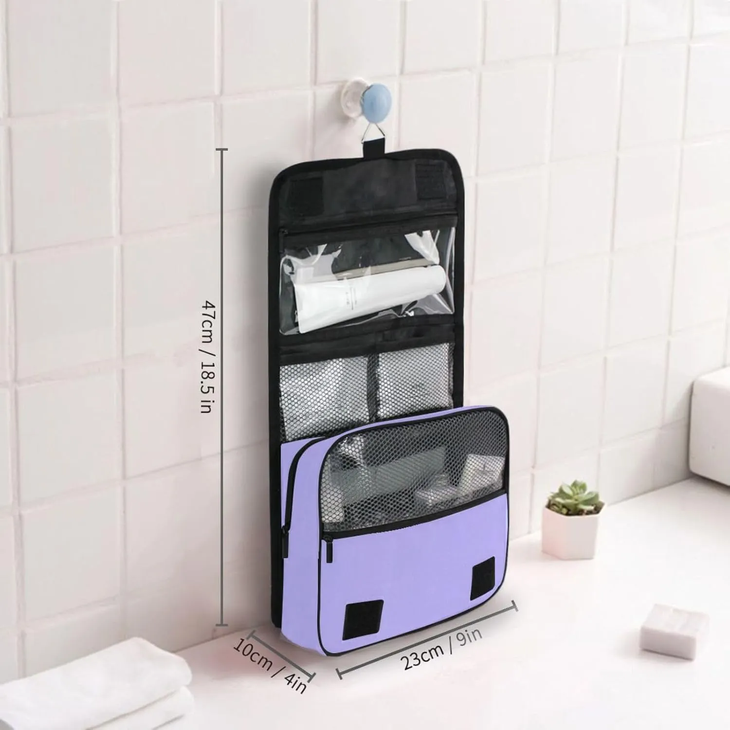 Sinestour Lilac Custom Toiletry Bag Personalized Name Makeup Cosmetic Bag Cosmetic Case Large Capacity Travel Toiletry Organizer for Shaving Toiletries Brush Storage