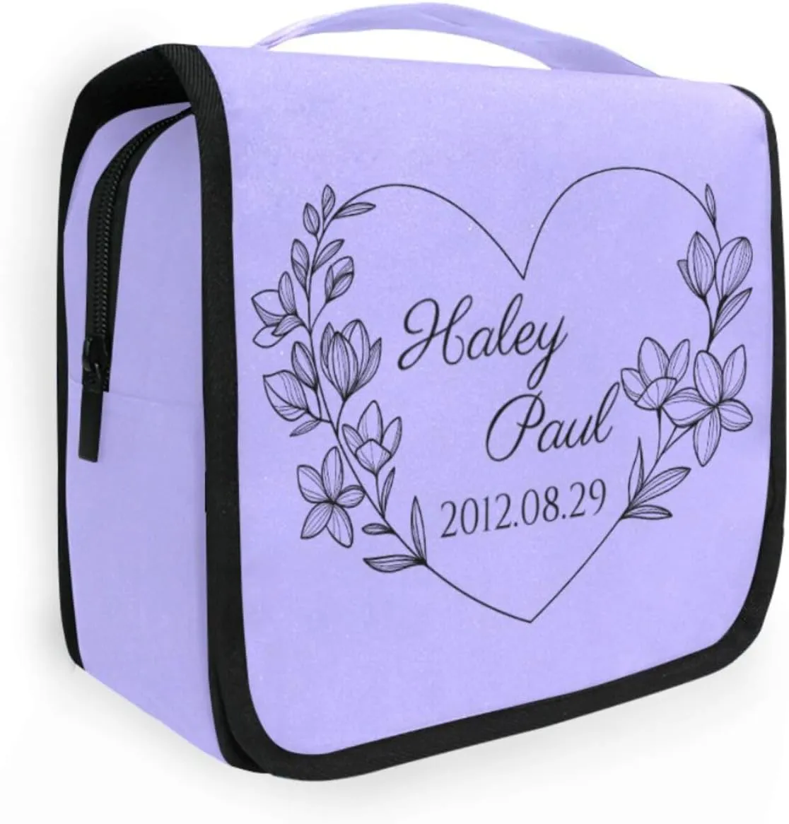 Sinestour Lilac Custom Toiletry Bag Personalized Name Makeup Cosmetic Bag Cosmetic Case Large Capacity Travel Toiletry Organizer for Shaving Toiletries Brush Storage