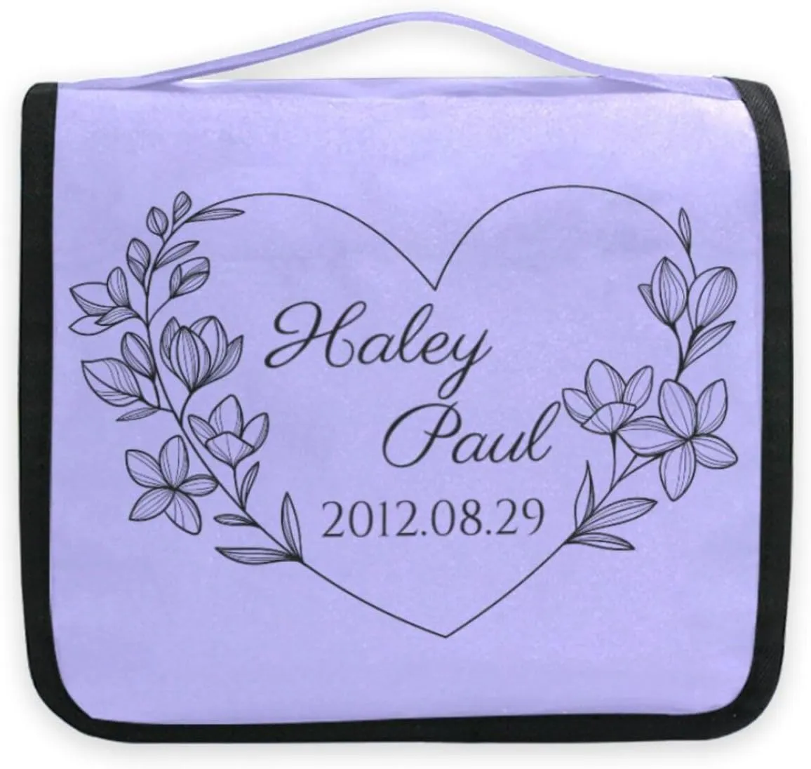 Sinestour Lilac Custom Toiletry Bag Personalized Name Makeup Cosmetic Bag Cosmetic Case Large Capacity Travel Toiletry Organizer for Shaving Toiletries Brush Storage