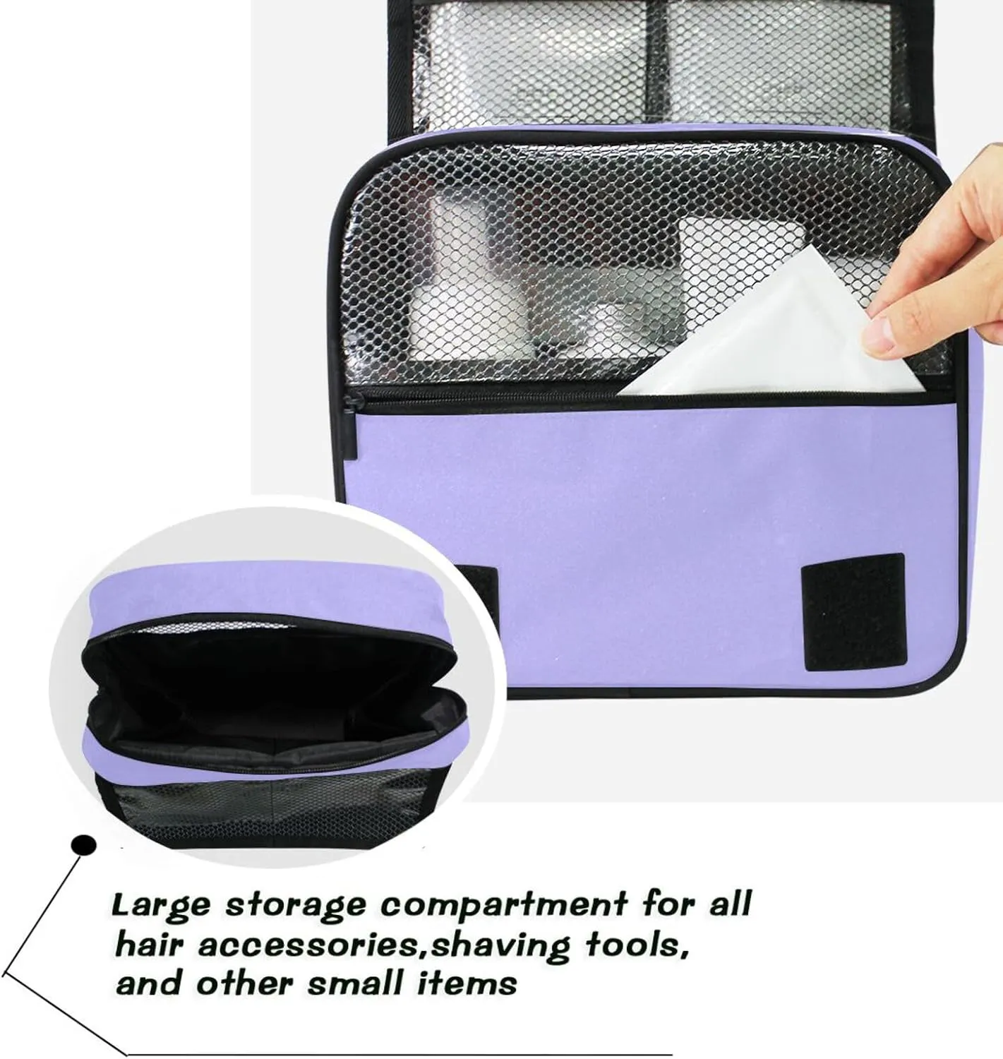 Sinestour Lilac Hearts Custom Hanging Toiletry Bag Personalized Name Large Capacity Cosmetic Case Bag Travel Toiletry Organizer for Brush Toiletries Storage