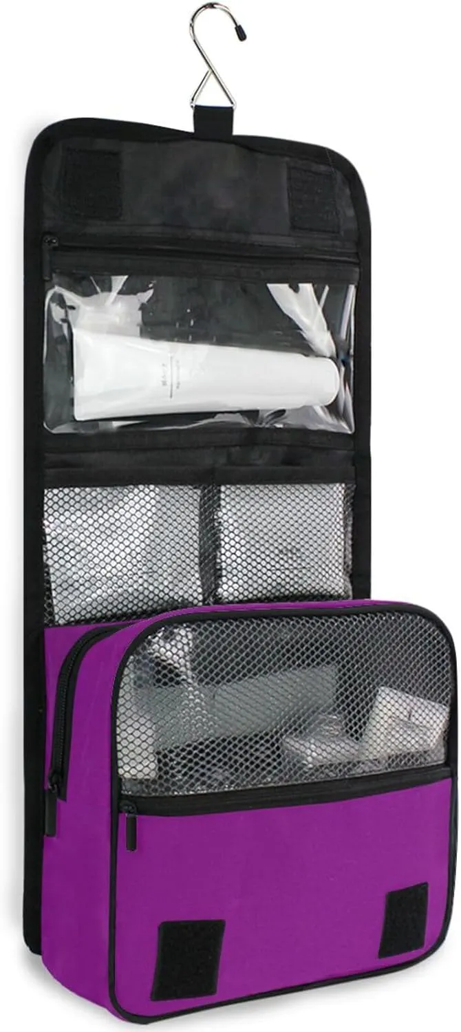 Sinestour Purple Custom Name Hanging Toiletry Bag Personalized Makeup Cosmetic Bag Travel Toiletry Organizer Large Capacity Cosmetic Case for Shaving Toiletries Brush Storage