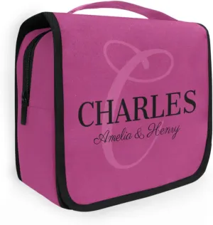 Sinestour Purple Custom Toiletry Bag Personalized Full Name Makeup Large Capacity Cosmetic Case Bag Travel Toiletry Organizer for Travel Toiletries Storage
