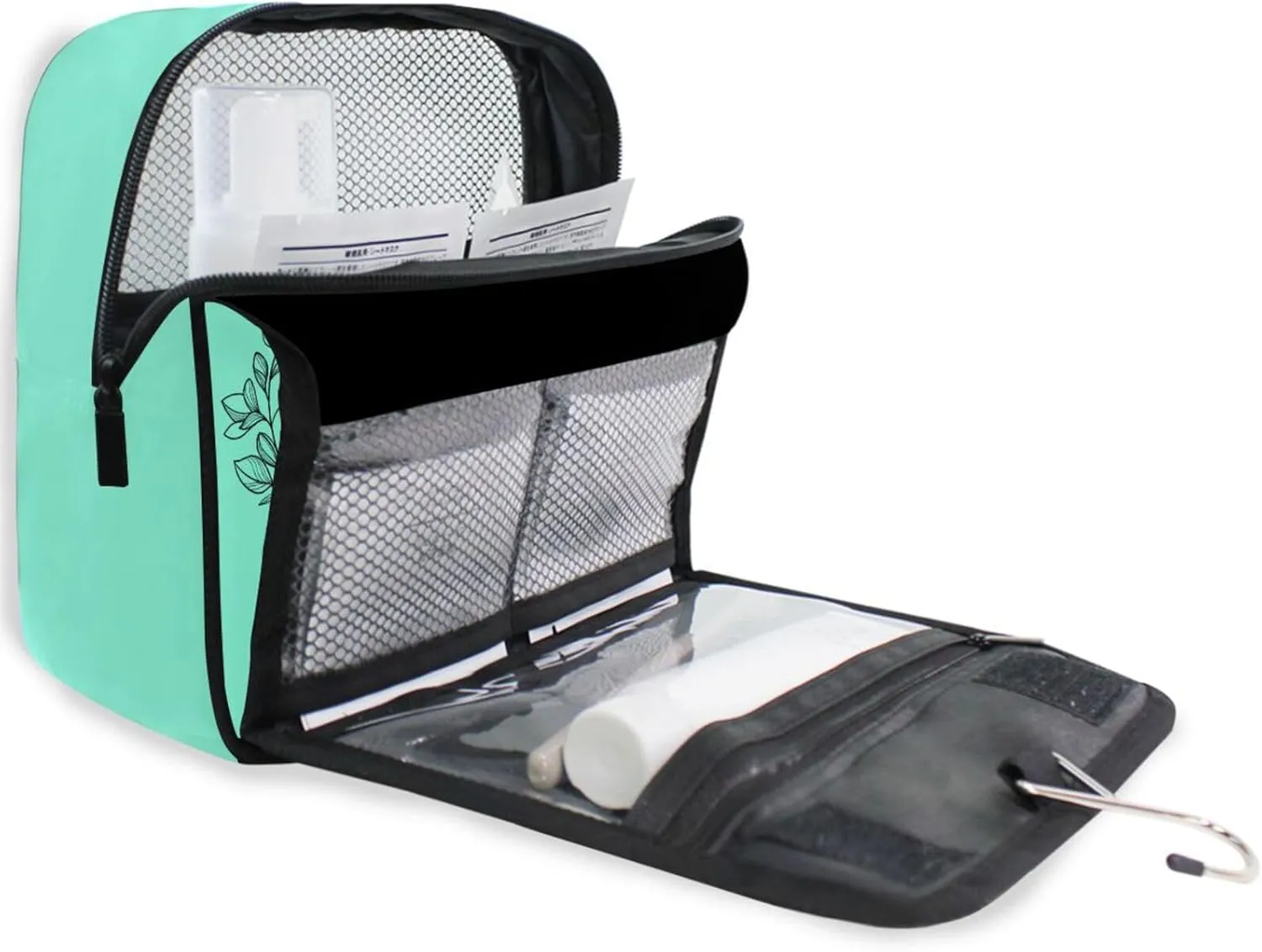 Sinestour Teal Custom Toiletry Bag Personalized Name Makeup Cosmetic Bag Travel Toiletry Organizer Large Capacity Cosmetic Case for Shaving Toiletries Brush Storage