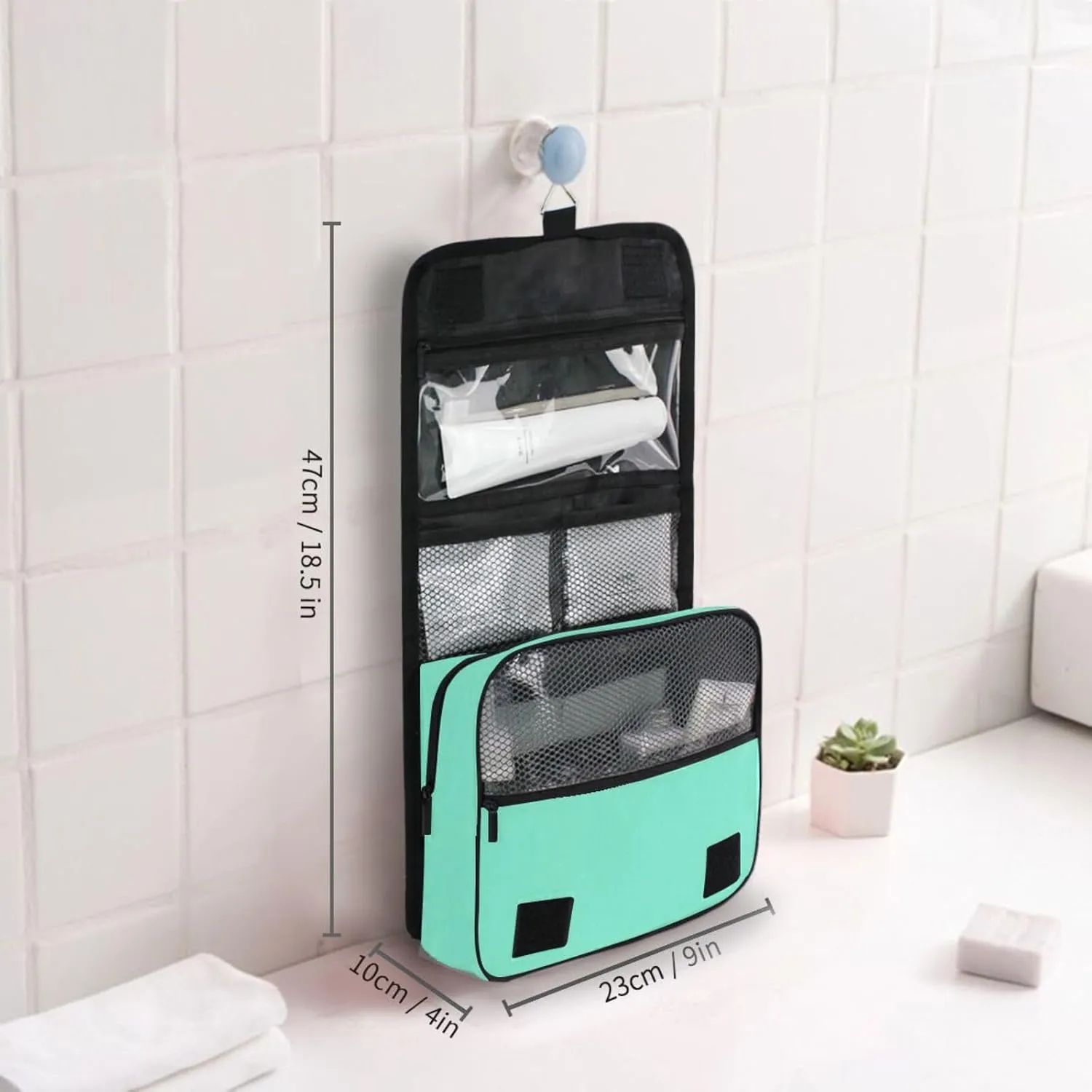 Sinestour Teal Custom Toiletry Bag Personalized Name Makeup Cosmetic Bag Travel Toiletry Organizer Large Capacity Cosmetic Case for Shaving Toiletries Brush Storage