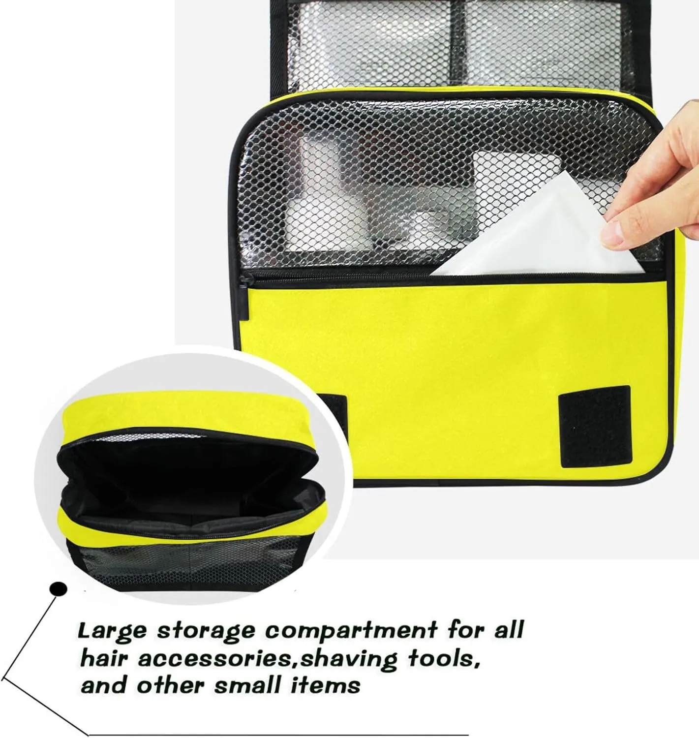 Sinestour Yellow Hearts Custom Hanging Toiletry Bag Personalized Name Large Capacity Cosmetic Case Bag Travel Toiletry Organizer for Travel Toiletries Storage