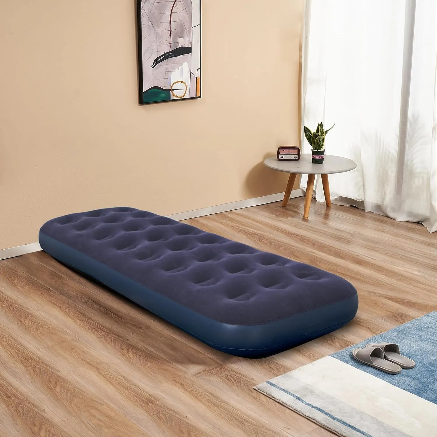 Single Size Air Mattress - Waterproof & Puncture-Resistant Inflatable Bed for Camping, Home & Travel - Portable Foldable Sleeping Pad with Comfortable Airbed Design 75"x30"x9"