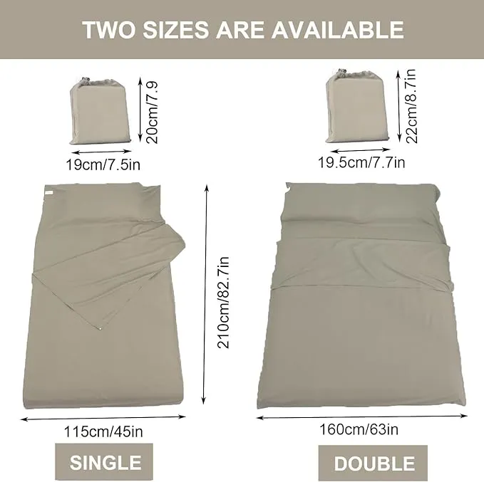 Sleeping Bag Liner Portable Travel Camping Sheets Lightweight and Compact Sleeping Sack Sheets for Adults Comfortable Liners for Traveling Hotel Camping Picnic Hostels Backpacking