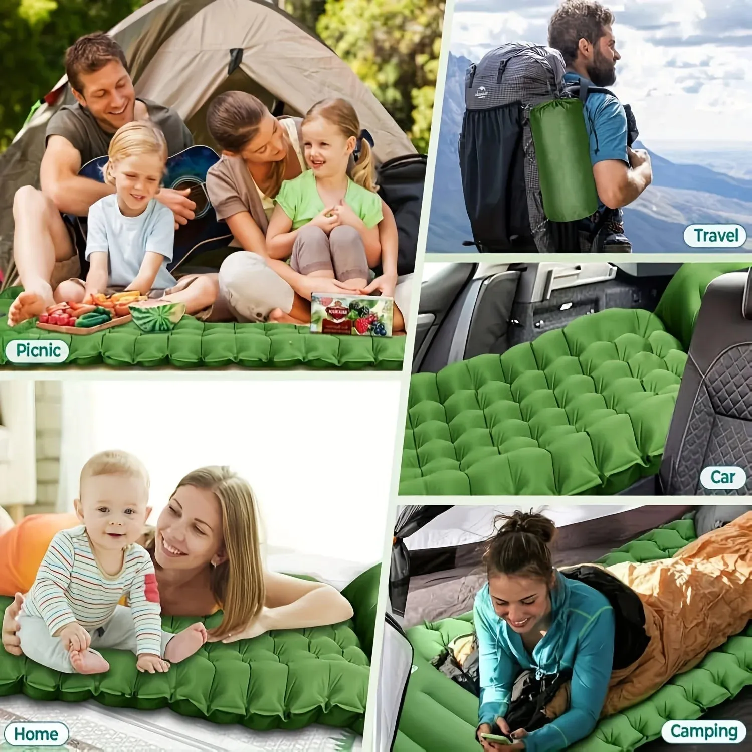 Sleeping Pad, Extra Thick 4inch Inflatable Camping Sleeping Pad, Built-in Presser Foot Pillow