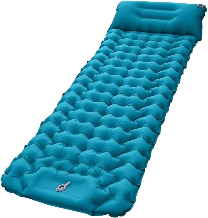 Sleeping Pad for Camping, 77"x26", Ultralight Inflatable Sleeping Mat with Built-in Foot Pump, Upgraded Durable Compact Camping Air Mattress for Camping, Backpacking, Hiking(Blue)