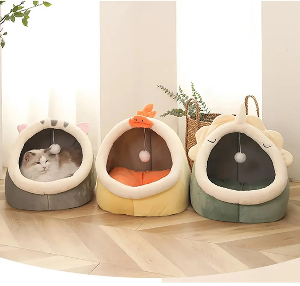 Small Dogs Self-Warming Cat Tent - Foldable Removable & Washable Pet Sleeping Bed