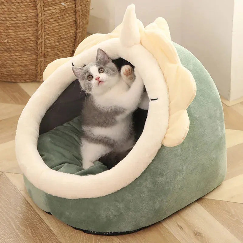 Small Dogs Self-Warming Cat Tent - Foldable Removable & Washable Pet Sleeping Bed
