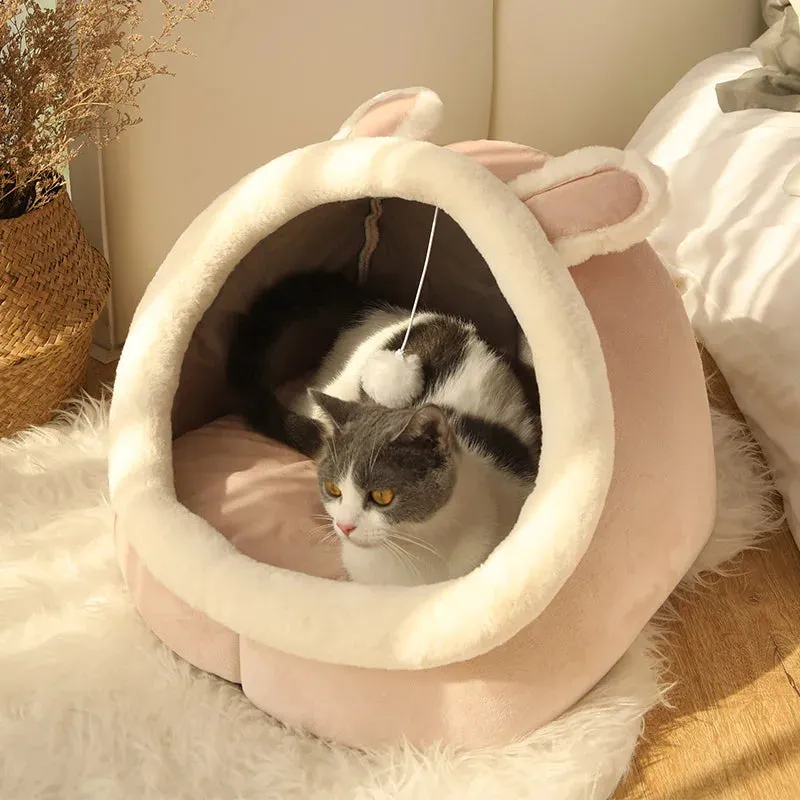 Small Dogs Self-Warming Cat Tent - Foldable Removable & Washable Pet Sleeping Bed