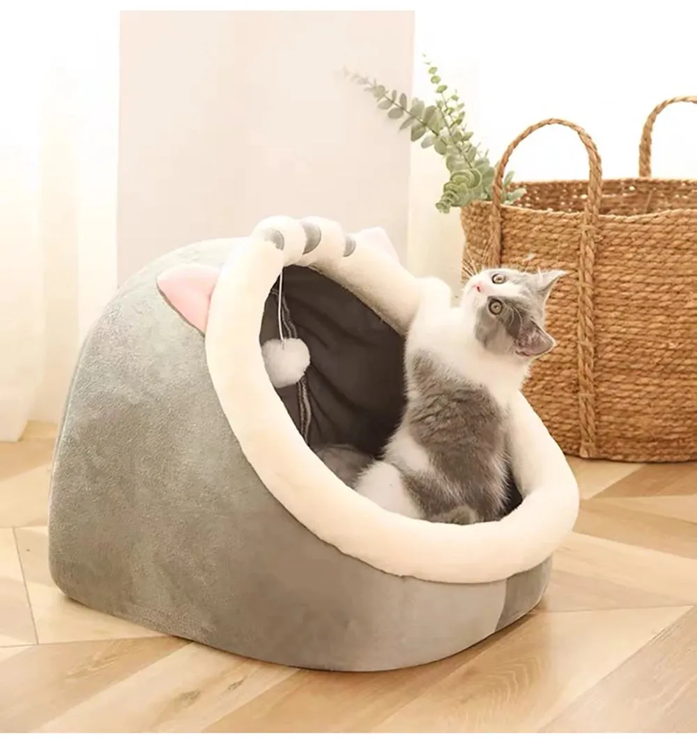 Small Dogs Self-Warming Cat Tent - Foldable Removable & Washable Pet Sleeping Bed