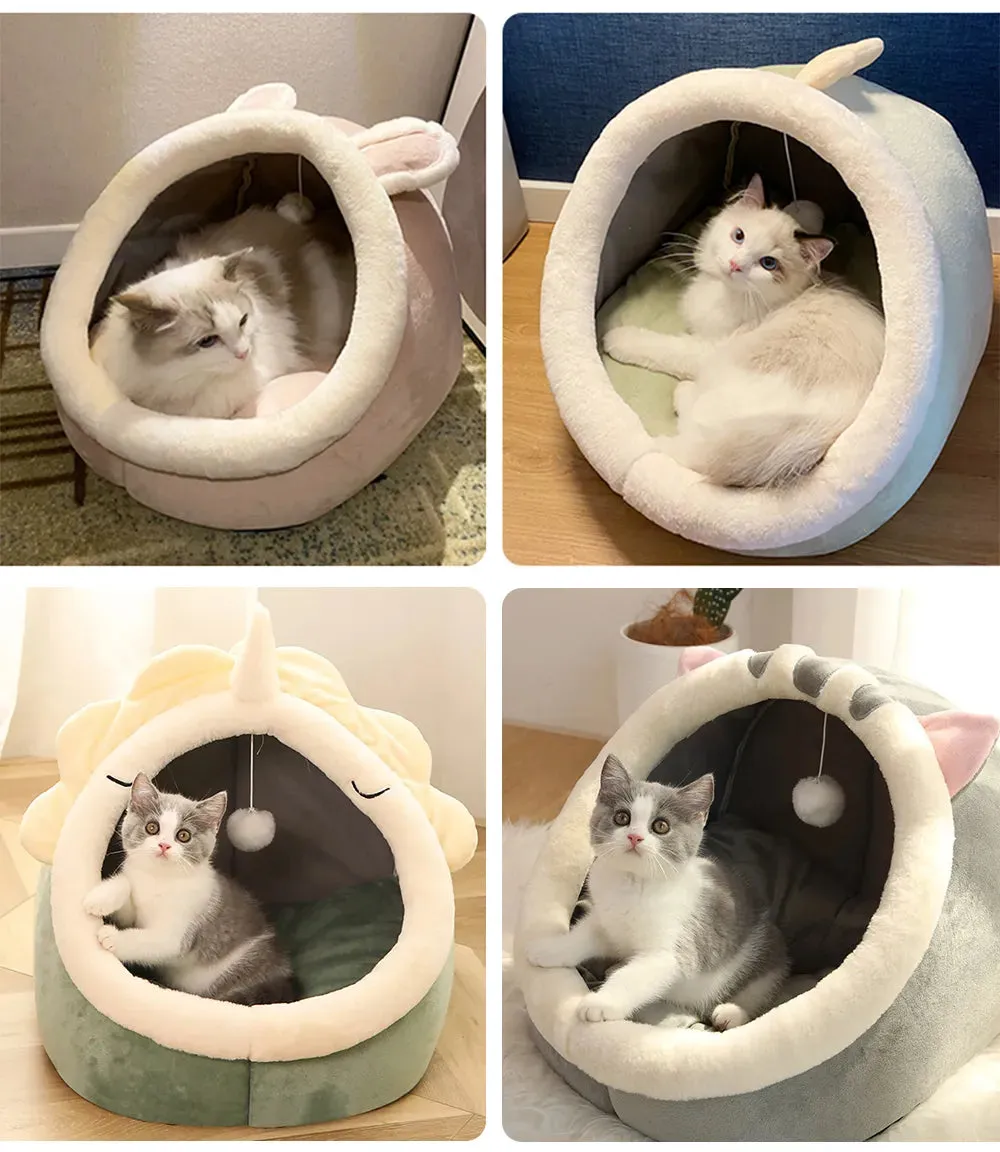 Small Dogs Self-Warming Cat Tent - Foldable Removable & Washable Pet Sleeping Bed