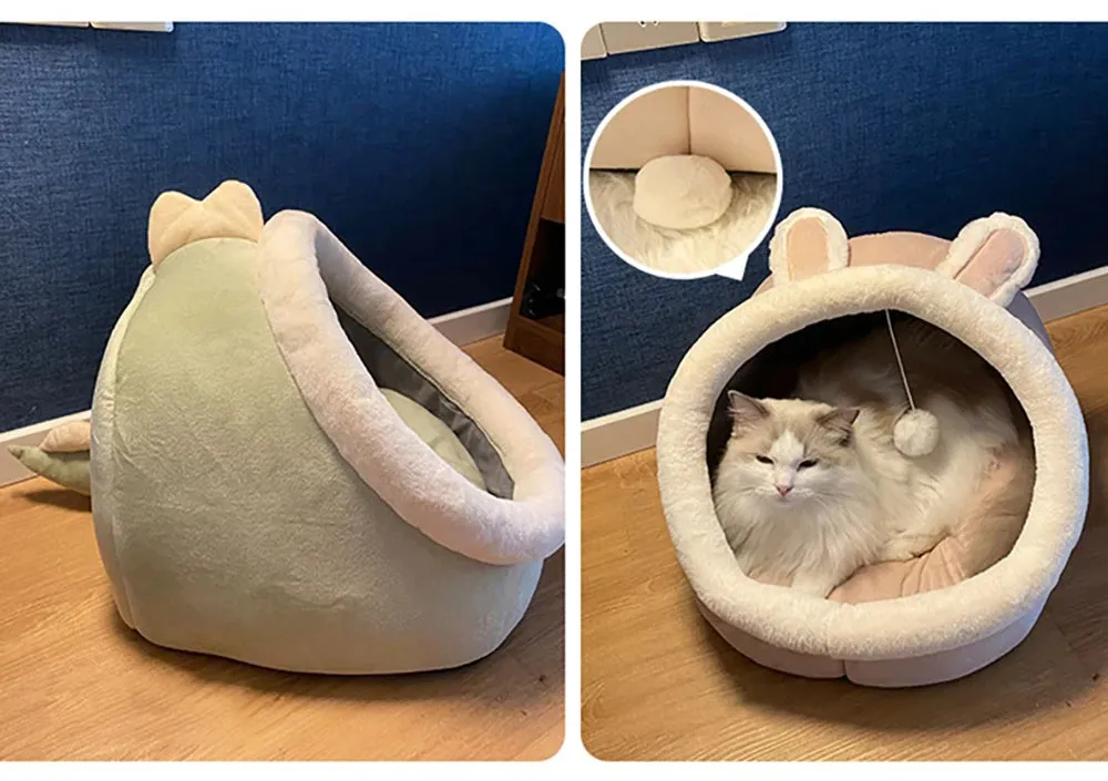 Small Dogs Self-Warming Cat Tent - Foldable Removable & Washable Pet Sleeping Bed