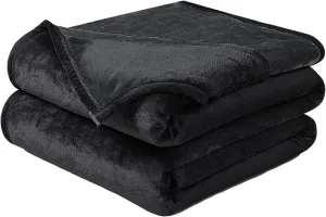 Soft Blanket Queen Size Warm Fuzzy Microplush Lightweight Thermal Fleece Blankets for Couch Bed Sofa,90x90 Inches,Black