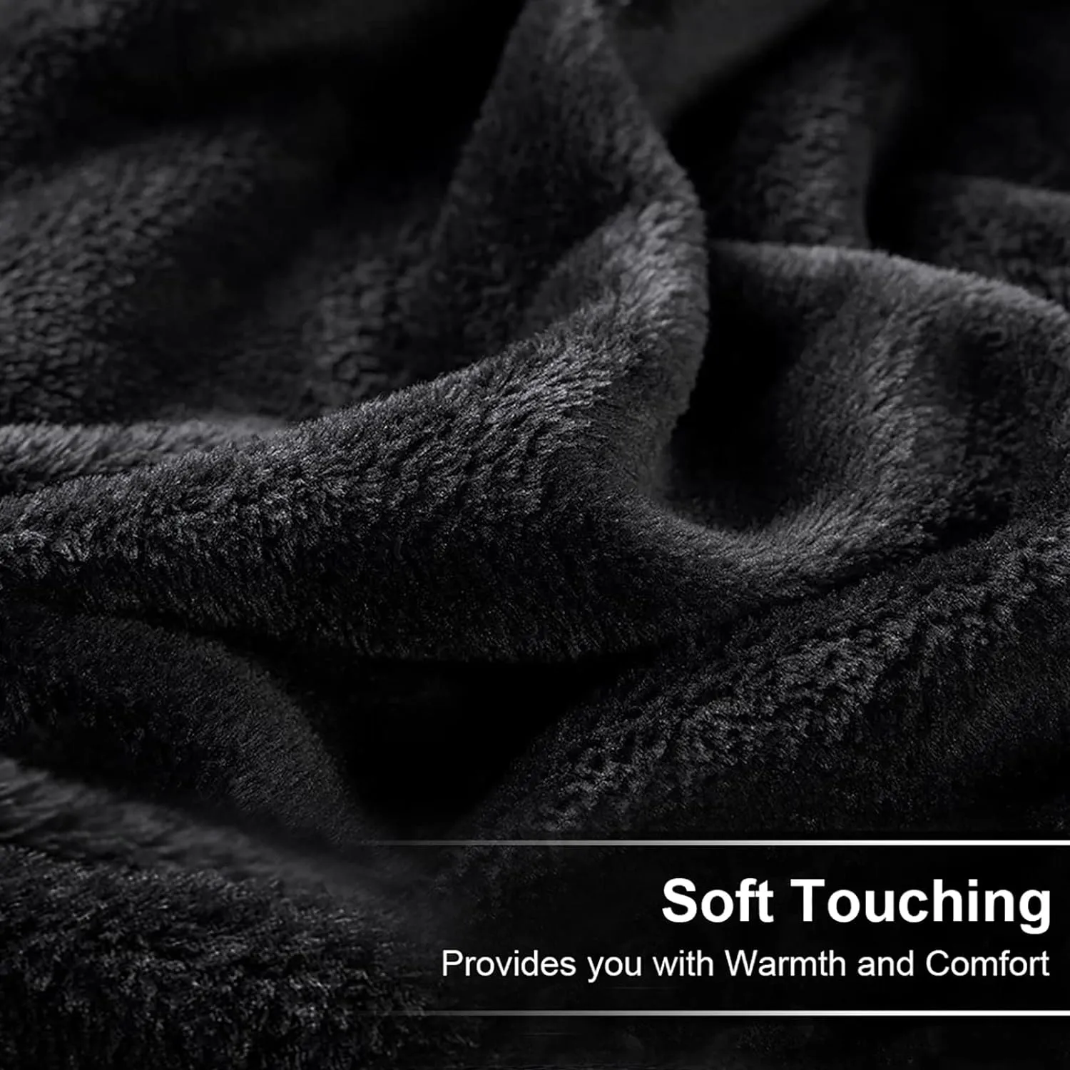 Soft Blanket Queen Size Warm Fuzzy Microplush Lightweight Thermal Fleece Blankets for Couch Bed Sofa,90x90 Inches,Black